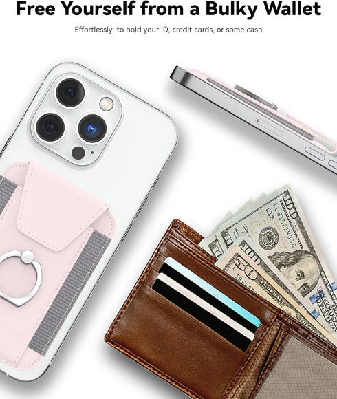 Magnetic Wallet with Card Holder, Compatible with Mag-Safe, Leather Card Holder, Wallet with Phone Ring for iPhone 15/14/13/12 Series, 7 Cards Hol...