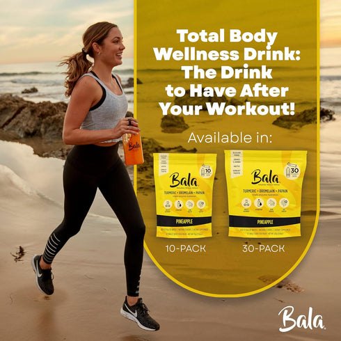 Bala Enzyme Hydration & Sugar-Free Drink Mix - Turmeric, Bromelain, Papain, Immunity, Mobility - Pineapple 0.25oz (10 Count)...