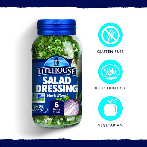 Litehouse Freeze Dried Salad Herb Blend - Substitute for Fresh Salad Herb, Salad Dressing, Organic, Salad Herb Blend Seasoning, Non-GMO, Gluten-Fr...