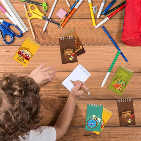 Teling 24 Pieces Camp Party Favors Camping Adventure Mini Notepads Spiral Pocket Memo Notepads Wild Adventure Camping Small Notepads for Kids Camp...
