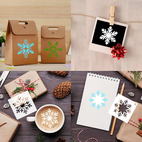 HOWAF 30 Pieces Snowflake Christmas Stencils 3x3 Inches Winter Christmas Stencils Reusable Craft Snowflake Stencils for Painting On Wood Wall Door...