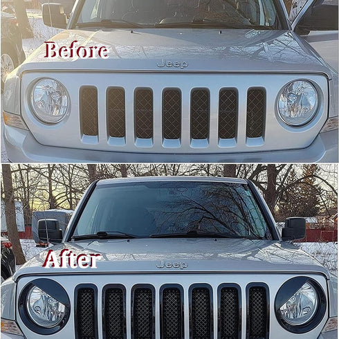 for Jeep Accessories Bezels Front Light Headlight Angry Bird Style Trim Cover ABS Compatible with Jeep Patriot 2011-2017 Model Mods Decor (Black)...