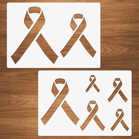 2 Pcs Breast Cancer Raise Awareness Ribbon Stencils A4 Size, Reusable Stencils for Painting on Wood Cloth for Breast Cancer Event 8.3"x11.7"...