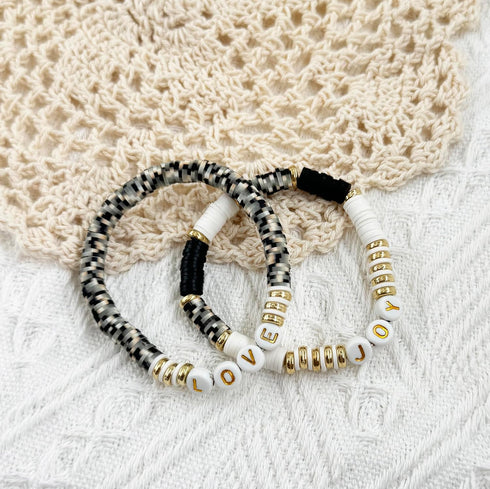 Beads for Bracelets Making Kit Black and White 6mm Clay Beads Jewelry Making Kit with Elastic Strings...