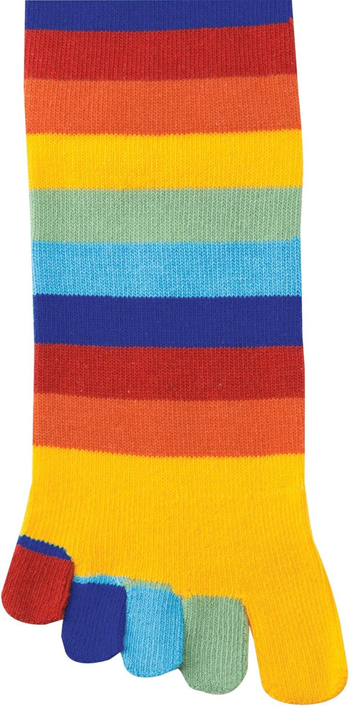 The Paragon - Rainbow Striped Toe Socks Pair – Colorful Striped Pattern Comfort Novelty Style Footwear...