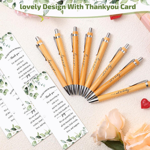 Yeaqee 25 Sets Woodland Safari Baby Shower Gifts for Guest Greenery Woodland Baby Shower Favors Retractable Baby Shower Pens Bamboo Pens Gender Re...