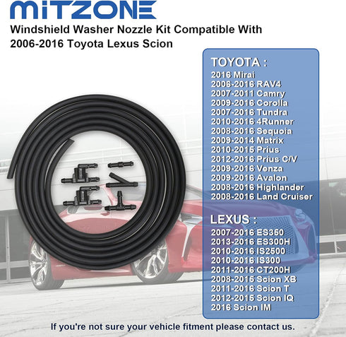 MITZONE Windshield Washer Nozzle Kit Compatible with 2006-2016 Toyota lexus scion Replace 85321-28020...
