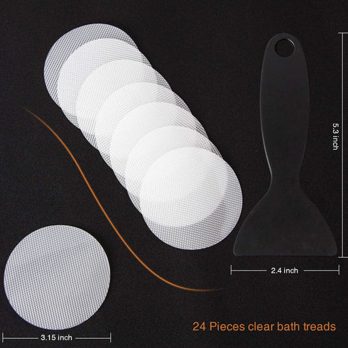 24 PCS Original Non-Slip Bathtub Stickers, Safety Bathroom Tubs Showers Treads Adhesive Decals Scraper...