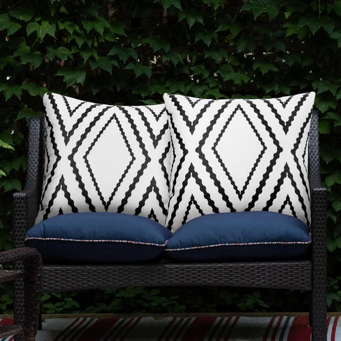 Adabana Outdoor Waterproof Throw Pillow Covers Set of 2 Boho Geometric Pillows Cases for Patio Garden 18 x 18 Inch White...