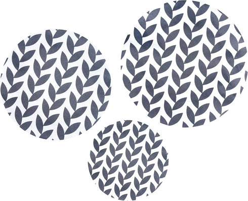 wegreeco Elastic Reusable Bowl Covers - Set of 3, Grey Leaf...