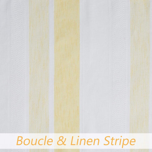 Central Park Yellow and White Kitchen Window Curtain Valance Stripe Sheer Boucle Linen Window Curtain, Living Room Decorative Rod Pocket (54" W x ...