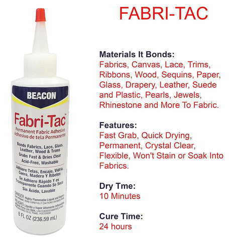 Beacon Fabri-Tac Permanent Adhesive, 8 Ounce Bottle - Premium Crafting & Fabric Glue...