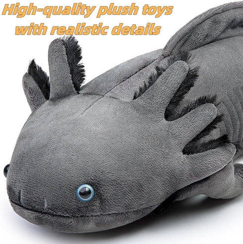 FRANKIEZHOU Realistic Axolotl Plush Toy-Grey, 19”Long, Lifelike Axolotl Stuffed Animal, Axolotl Toy, Soft Axolotl Plushie Toys,Pillows for Kids,Gi...