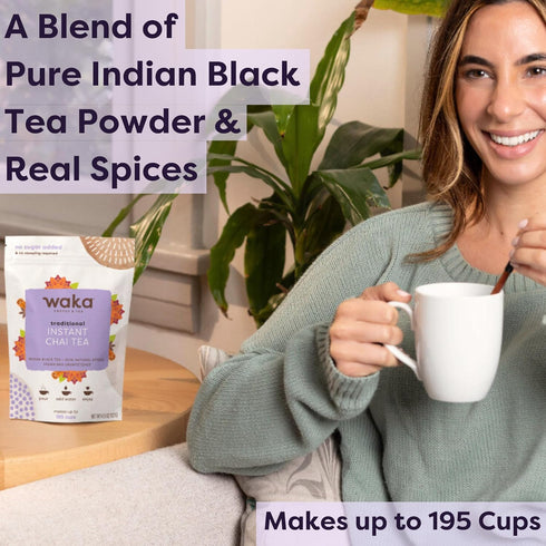 Waka Tea, Traditional Masala Chai Instant Tea, No Sugar or Milk Added and Vegan, 100% Natural Spices and Premium Indian Instant Tea, No Steeping R...