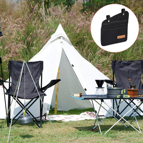 PATIKIL Beach Chair Armrest Bag, Folding Chair Side Pocket Portable Cup Holder Books Snacks Storage Bag for Camping Outdoors, Black...