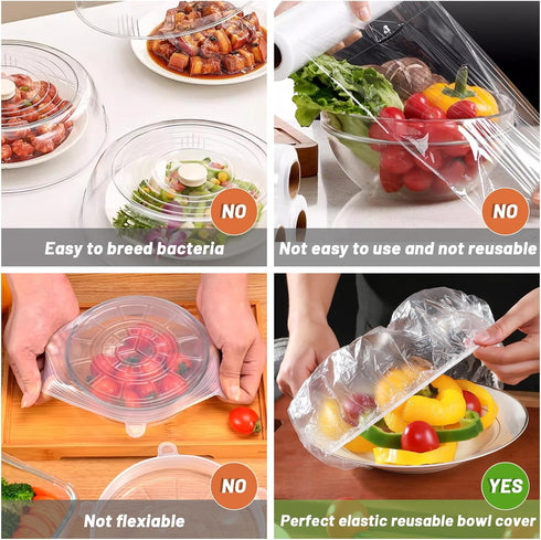 300Pcs Reusable Elastic Food Bowl Storage Covers, Sublaga Bowl Covers, Dish Plate Covers, Alternative to foil, Plastic Wrap,BPA Free...