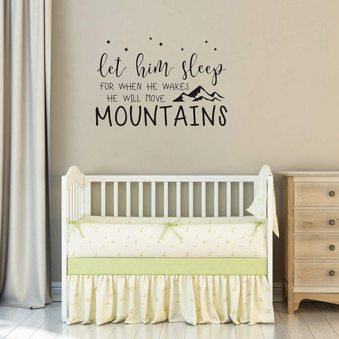 Wall Decal Kids Let Him Sleep for When He Wakes He Will Move Mountains Quote Wall Decals Nursery Stars Wall Decal Vinyl Wall Stickers for Baby Boy...