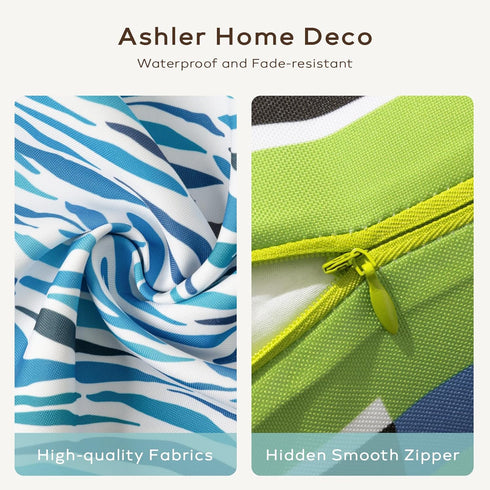 Ashler Boho Outdoor Pillows, Blue/Pink 18 x 18 Pillow Covers, Outdoor Pillows Waterproof Set of 2, Stripe Pillow Case for Patio, Couch, Water Resi...
