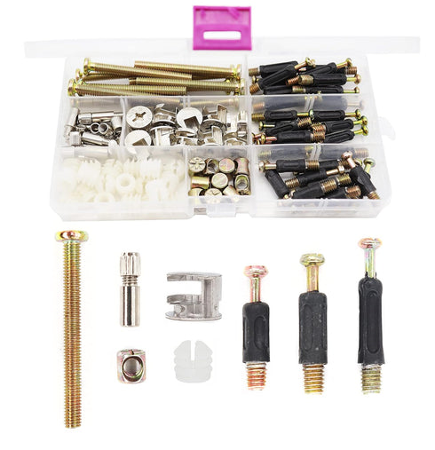 binifiMux 90pcs Crib Screws Furniture Cam Lock Connecting Screws Nuts Assortment Kit,Hex Socket Cap Screws/Cam Fitting/Dowel/Pre-Inserte for Cabin...