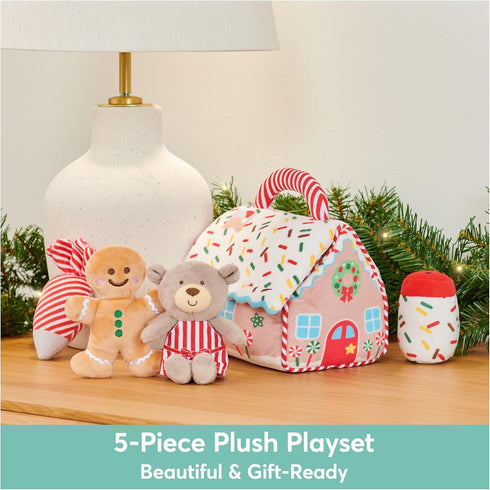 GUND Baby Play Soft Collection, My First Gingerbread House 5-Piece Playset with Rattle, Squeaker and Crinkle Plush Toys, Sensory Toy for Babies, 7...