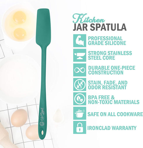 Silicone Jar Spatula | 600F Heat Resistant Non-Stick Rubber Scraper | Perfect for Jars, Smoothies, Blenders | One Piece Utensils | Durable Kitchen...
