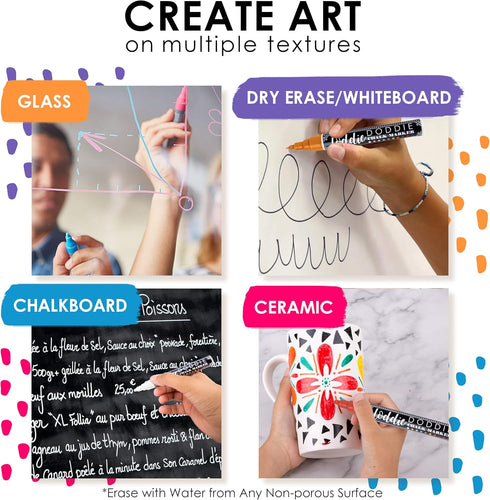 Loddie Doddie Liquid Chalk Markers for Chalkboard - 6mm Reversible Chisel and Bullet Tips, Chalkboard Markers Erasable, Earth Tones Chalk Pens 10 ...