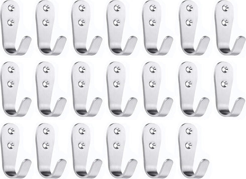 FGen 20pcs Stainless Steel Hanging Hooks - Solid Hooks for Family Hotel Bathroom Accessories...