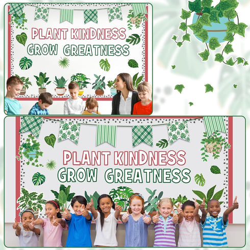 Qilery 50 Pcs Plant Bulletin Board Decoration Plant Kindness Grow Greatness Bulletin Board Cutouts Positive Greenery Plant Bulletin Board Set for ...