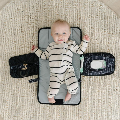 Dodo Babies Portable Diaper Changing Pad Set - Portable Waterproof Changing Mat with Memory Foam Head Pillow and Zip Storage Plus 2 Pacifier Clips...