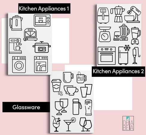 Della Bella Kitchen Cabinet and Drawer Label 81 Stickers Set Home Organization Labels Kitchen Utensil Sticker Kitchen Pantry Cupboard Drawer Airbn...