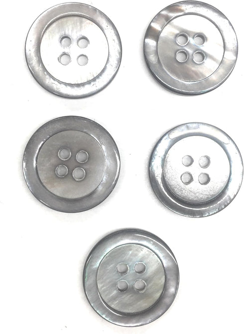 5 Premium Grey Mother of Pearl - Ocean Pearl Buttons Set- Grey Color Shell Sportcoats, Suits, Dres Etcses...