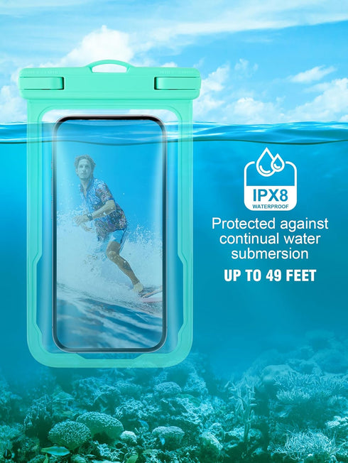 2 Pack Waterproof Phone Pouch, Universal Cell Phone Dry Bag, Large Phone Protector Pouch for iPhone 15 14 13 Pro Max Galaxy Up to 7" [Case Friendl...