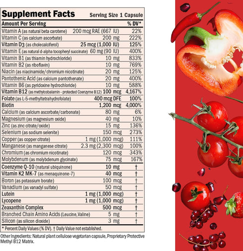 ANDREW LESSMAN Essential-1 Multivitamin 1000 IU Vitamin D3 30 Small Capsules – 100 mcg Methyl B12. CoQ10 Lutein Lycopene Zeaxanthin. High Potency....