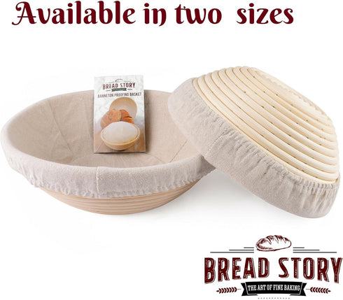 (10 inch) Round Banneton Proofing Basket Set - Brotform Handmade Unbleached Natural Cane For homemade Crusty Fresh, Easy to Bake Bread With Profes...