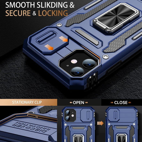 MERRO for iPhone 11 Case with Screen Protector,Sliding Camera Cover,Military-Grade Cover with Magnetic Stand Phone Case 6.1" Navy Blue......