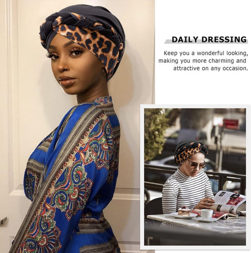 African Pre-Tied Twisted Head Turbans Hats for Women, Sleeping Head Wraps for Black Women Chemo Cancer Cap Braid Hair Cover...