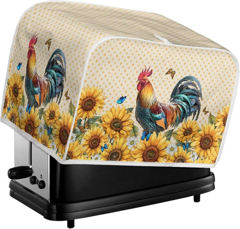 Rooster Sunflower Toaster Covers Waterproof Kitchen Small Appliance Covers Dust Covers Anti Dust Fingerprint Protection with Top Hook Fit 2 Slice ...