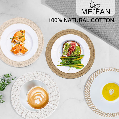 ME.FAN Trivets/Potholders 4 Set Cotton Thread Weave Trivets for for Hot Pots and Pans - Large Coasters/Hot Pads/Hot Mats to Protect Desktop & Coun...
