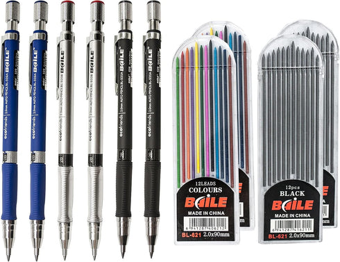 Baile 2mm Mechanical Pencils with Color Lead Refills for Art Sketching Carpenter Draft Drawing Writing Crafting...