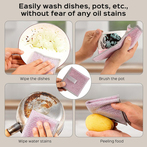 10pcs Double-Sided Non-Scratch Multifunctional Wire Dishcloth, New Upgraded Multipurpose Wire Dishwashing Rags for Wet and Dry, Wire Miracle Clean...