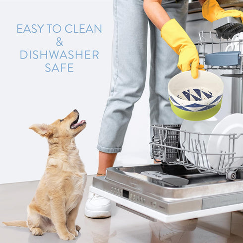 Now House for Pets by Jonathan Adler Oslo Duo Dog Bowl, Small Cute Ceramic Dog Food Bowl from Now House by Jonathan Adler for Water or Food, 4.5 I...