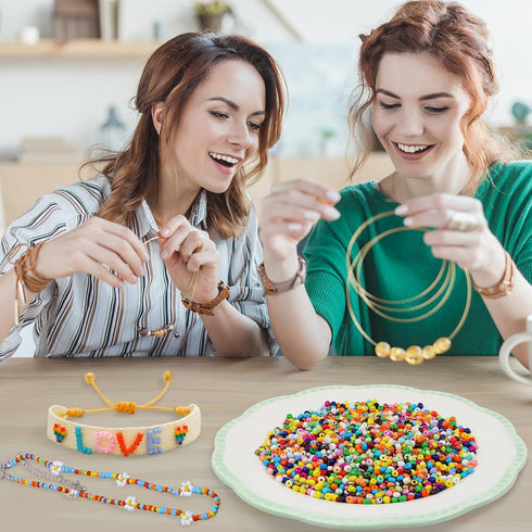 2200pcs Glass Seed Beads Bulk, 4mm 6/0 Pony Beads Bulk for Jewelry Making Mini Spacer Beads Loose Beads Craft Small Glass Seed Beads for DIY Brace...