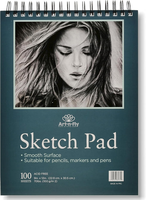 Artists Sketchbook for Drawing 9x12" with Spiral Bound - Smooth Sketch Book for Drawing & Sketching 100 Sheets 70lb - Sketch Pad for Pencil, Pen, ...