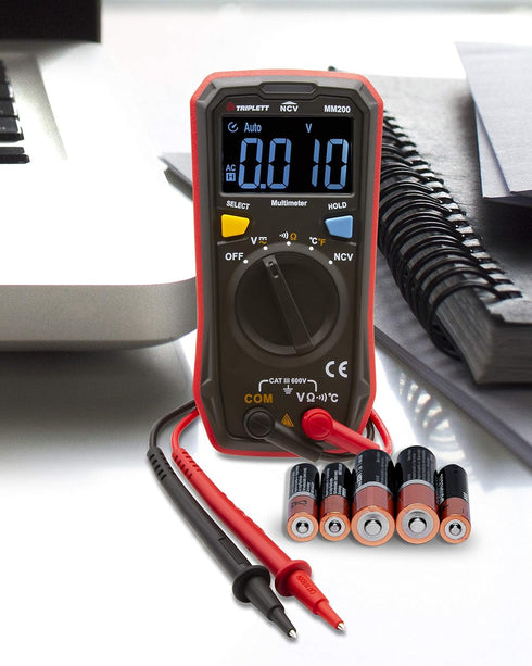 Triplett MM200 Compact 4000 Count Multimeter - AC/DC Voltage, Resistance, Temperature, Continuity ,Black...