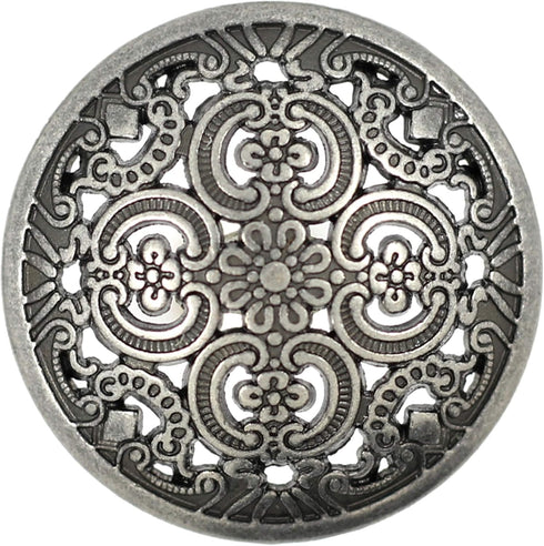 Bezelry 8 Pieces Flowery Engraving Openwork Domed Gray Silver Metal Shank Buttons 25mm (1 inch)...