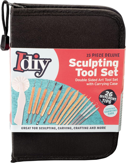 Pottery Tool Starter Kit - 15-Piece 26-Tool Beginner's Clay Ceramics Modeling Carving Sculpting Set -Arts and Crafts School Project, w Carrying Ca...