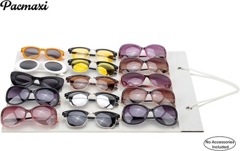 PACMAXI Sunglasses Storage Organizer, Wall Pocket Mounted by Sunglasses, Hanging Eyeglasses Storage Holder, Eyewear Display. (Ivory white, 15 Slot...