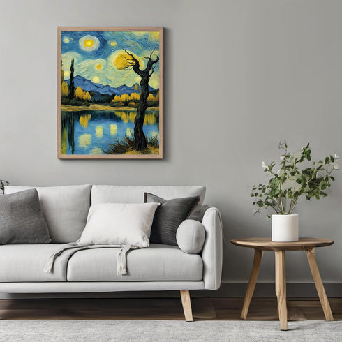 Posterizer 1 pcs- starry night inspired landscapes-nature-oil painting style 4-Landscape & Nature Art-Floral Botanical Art- Decor for Home & Offic...