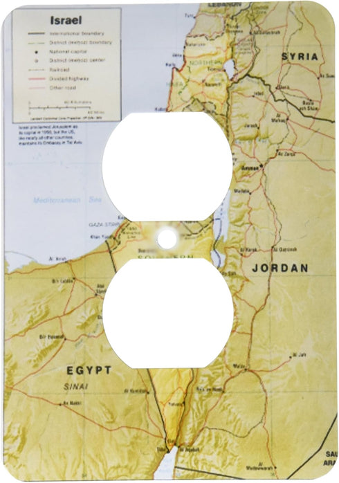3dRose lsp_204108_6 " Print of Textured Look Topographic Israeli Map 2 Plug Outlet Cover...