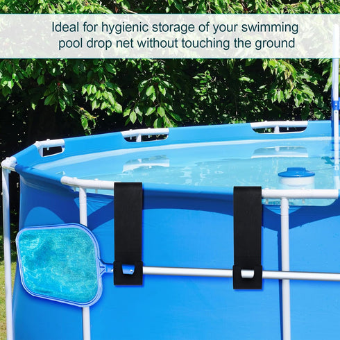 2pcs Pool Leaf Skimmer Net Holder, Heavy Duty Pool Pole Hangers Double Pool Pole Hooks Plastic Pool Fence Hooks for Telescopic Poles Skimmers Swim...